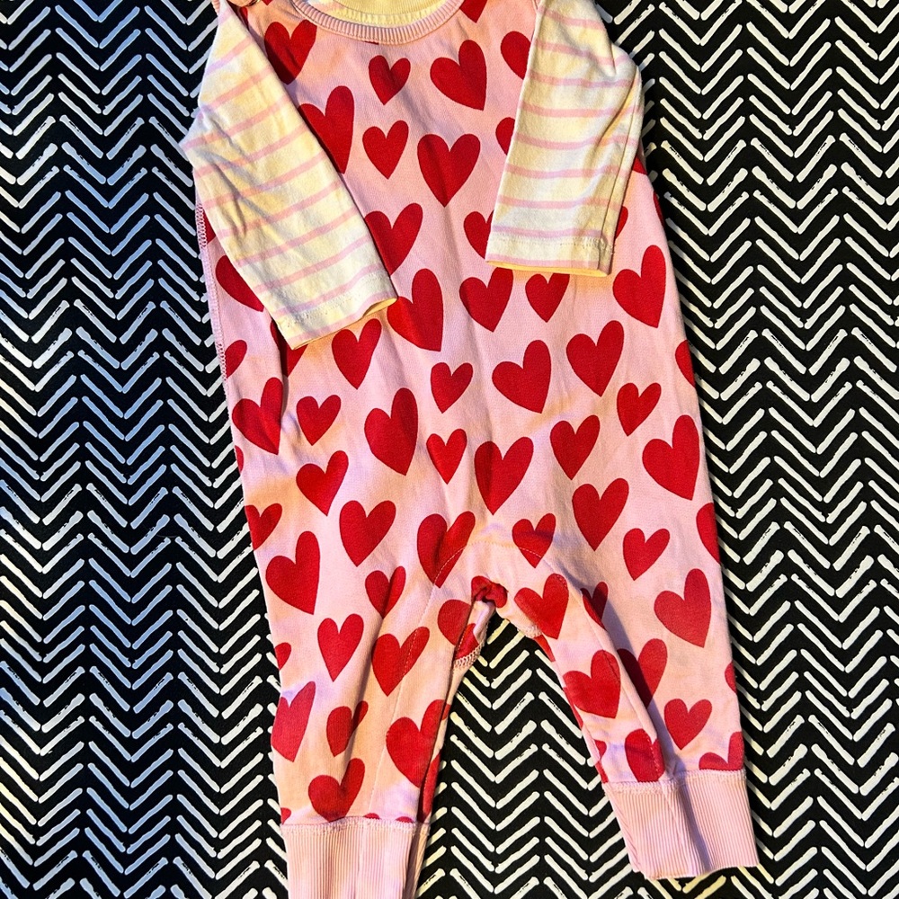Valentine’s Day Hanna Andersson Pink and Red Baby Romper